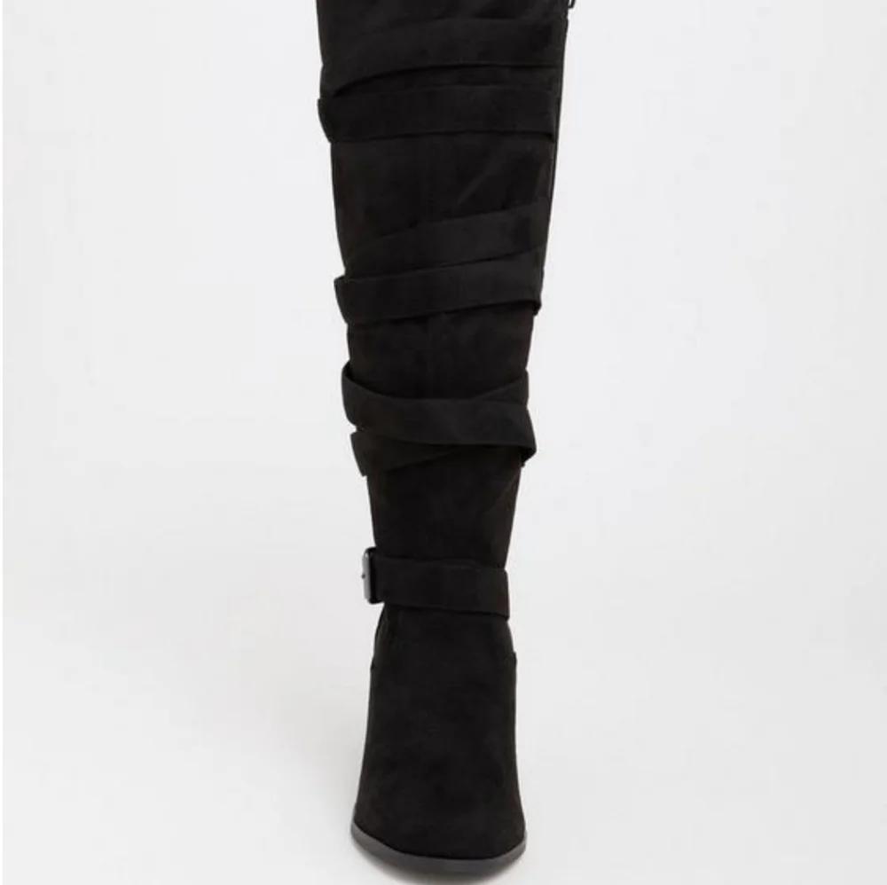 Strappy Heeled Knee Boot (WW) 10 Torrid Black - Picture 4 of 10